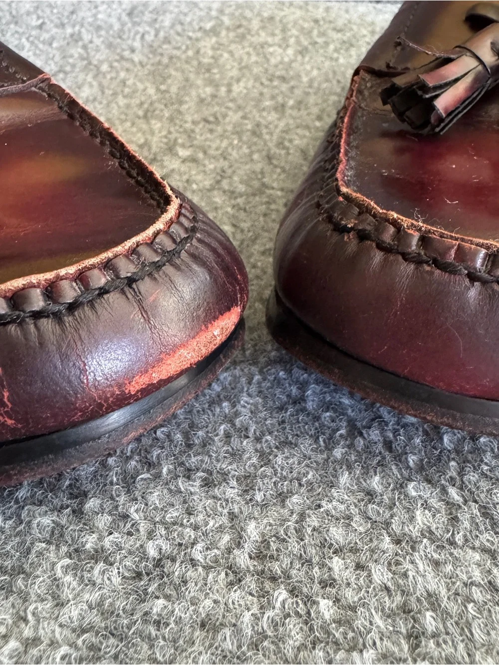 Cole Haan Pinch Tassel Loafers 14D Burgundy Oxblood Leather Moc Toe Slip On